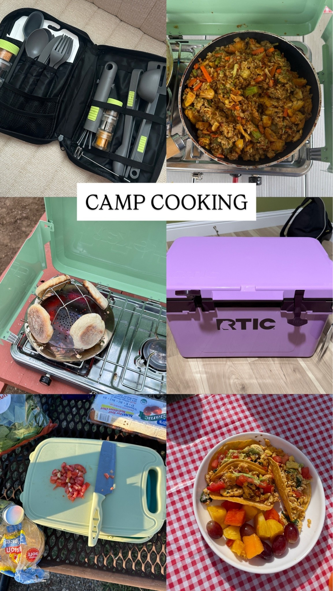 Camp cooking gear, cooking stove, cooking utensils, cooler, picnic tablecloth, toaster, dishes

#LTKTravel #LTKHome #LTKActive