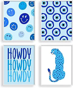 Waschbar Preppy Room Decor – Aesthetic Posters, Blue Room Decor, Blue Wall Art, Blue Wall Decor... | Amazon (US)