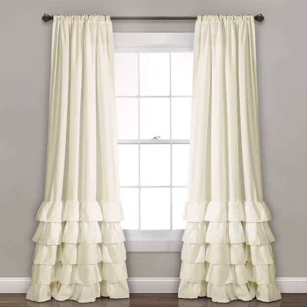 Set of 2 Allison Ruffle Rod Pocket Light Filtering Window Curtain Panels - Lush Décor | Target