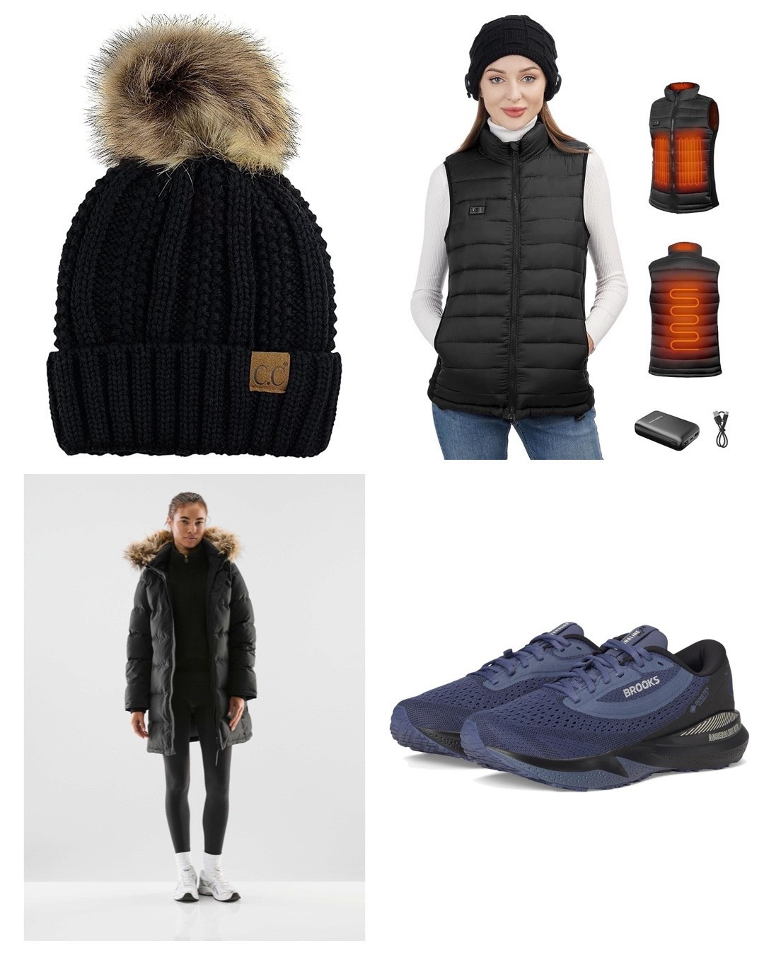 Winter Survival in Chicago! 

My go to essentials for getting out in the cold!

Aritzia - The Powder Parka 
I can’t believe this is the 4th year I’ll be wearing this and it’s perfect for someone like me who really feels the cold! I love the straps on it so you can take off indoors and wear on your shoulders while walking around. You don’t have to worry about carrying it!

CC hat I have lots of them and they are great. 

Heated vest - I added this to my collection last year. It’s life changing 

Waterproof runners - another addition to my collection last year. They are great especially for those wet days. 

Not exactly the look you wish for but you’ll feel nice and cozy and warm!! 

💫 