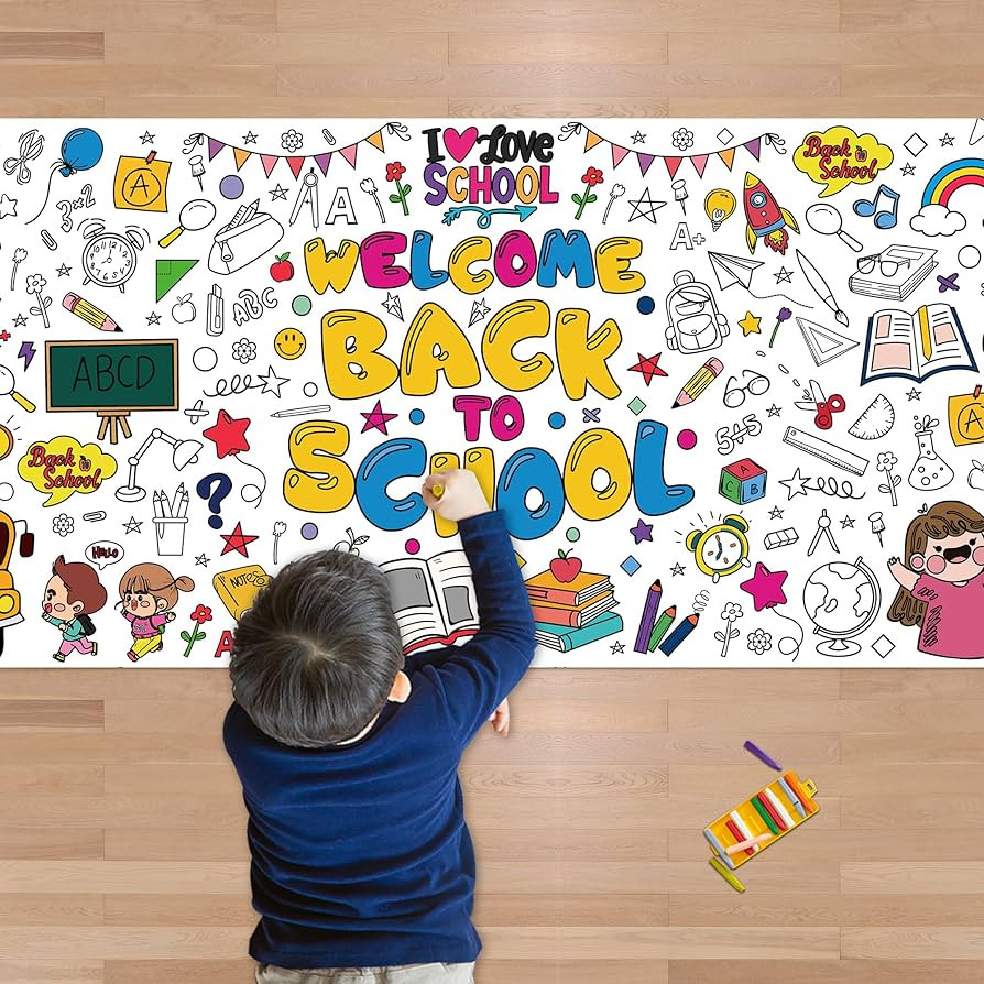 OHOME Back to School Giant Coloring Poster/Tablecloth - Back to School Decorations - 30 x 72 Inch... | Amazon (US)