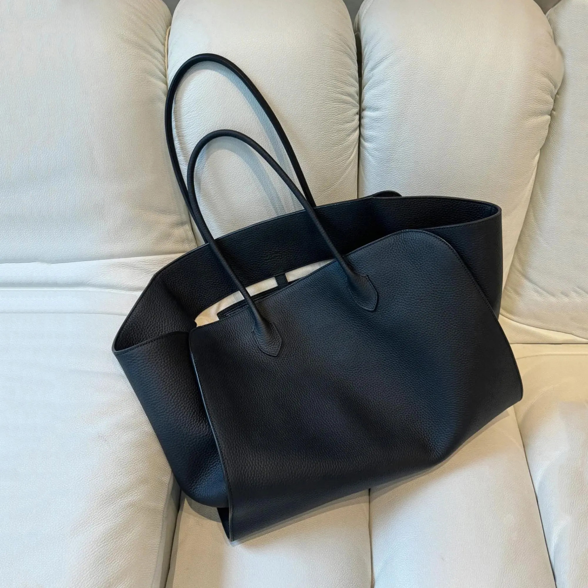 Large Leather  Handbag, Genuine Leather Tote  Bag, Minimal Design Top Handle Bag | Etsy (Global)