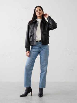 Vegan Leather Bomber Jacket | Banana Republic Factory