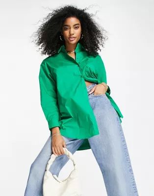 Y.A.S oversized cotton shirt in bright green  | ASOS | ASOS (Global)