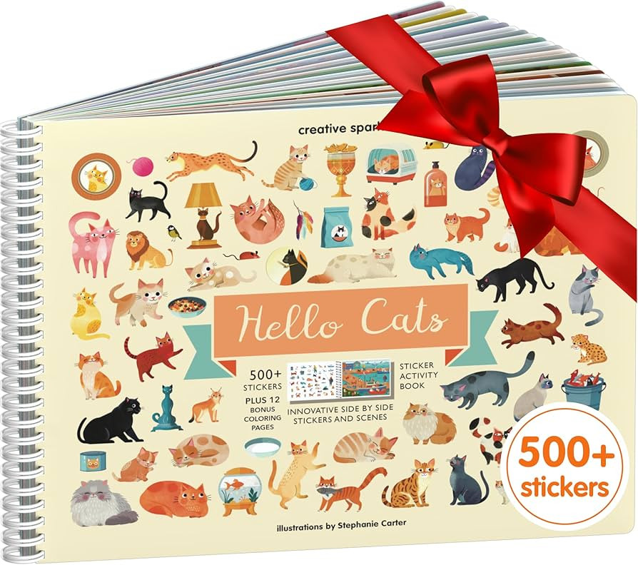 Cupkin Land of Cats Sticker Book Activity for Kids, Toddler Airplane Travel Essentials, 500+ Cat ... | Amazon (US)
