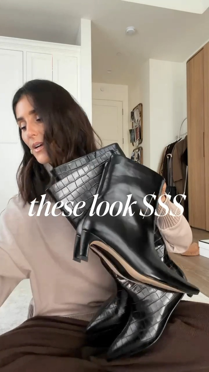 These boots look and feel designer without the price tag! Comfortable straight out of the box. First pair runs big I recommend sizing down, second pair runs small I sized up 1/2 a size. 
I’m just shy of 5-7” wearing the size small sweater  #stylinbyaylin #aylin #boots #amazon 

#LTKSeasonal #LTKootd #LTKBeauty