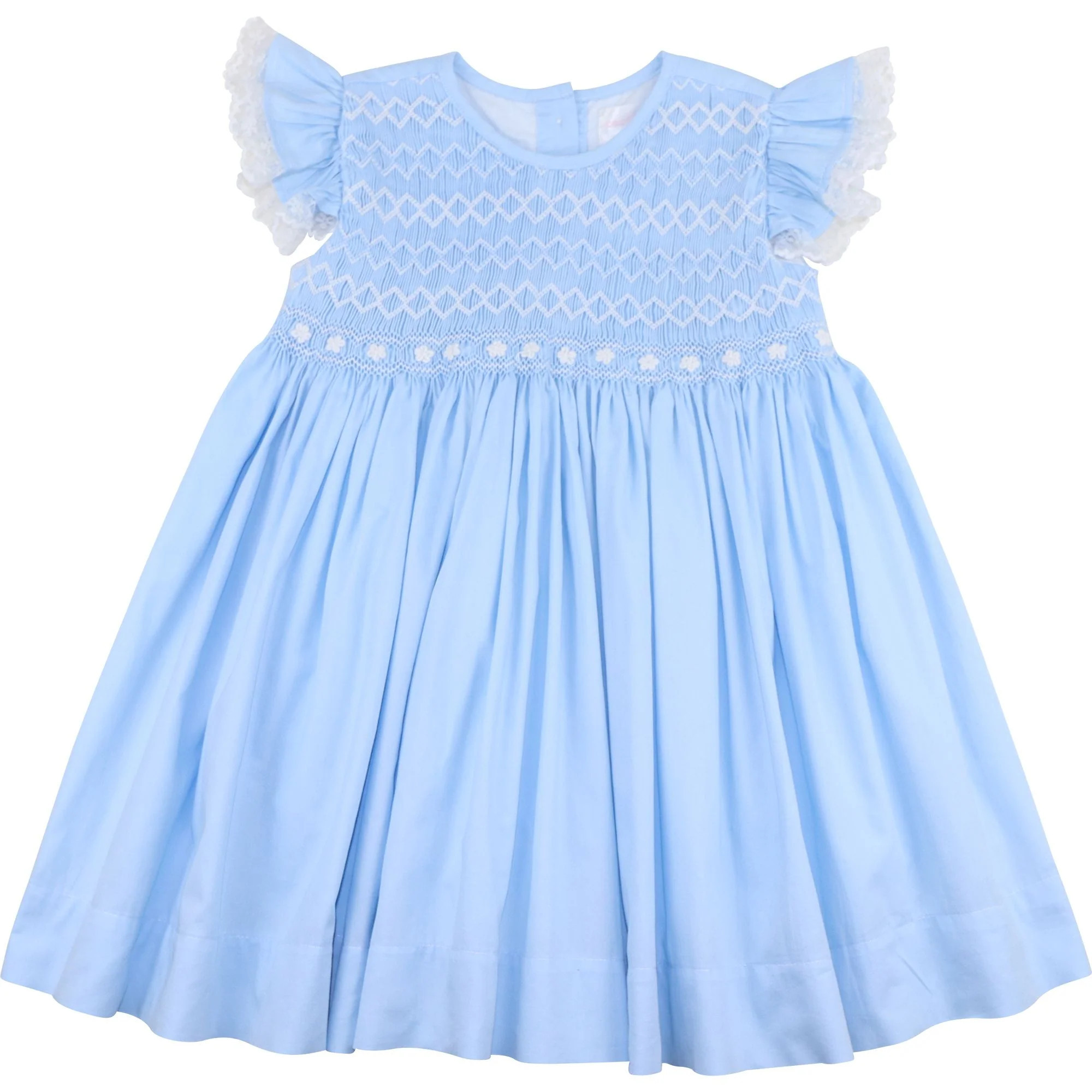 Blue Geometric Floral Smocked Dress | Cecil and Lou