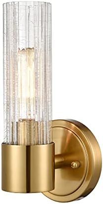 DEYNITE Modern Wall Sconce Brass Wall Light Fixtures Bathroom Vanity Light with Crackle Glass | Amazon (US)