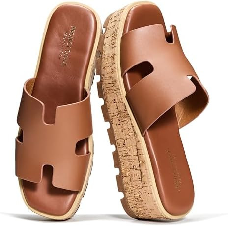 Project Cloud 100% Genuine Leather Wedge Platform Sandals Women Footwear - Memory Foam Insole and... | Amazon (US)