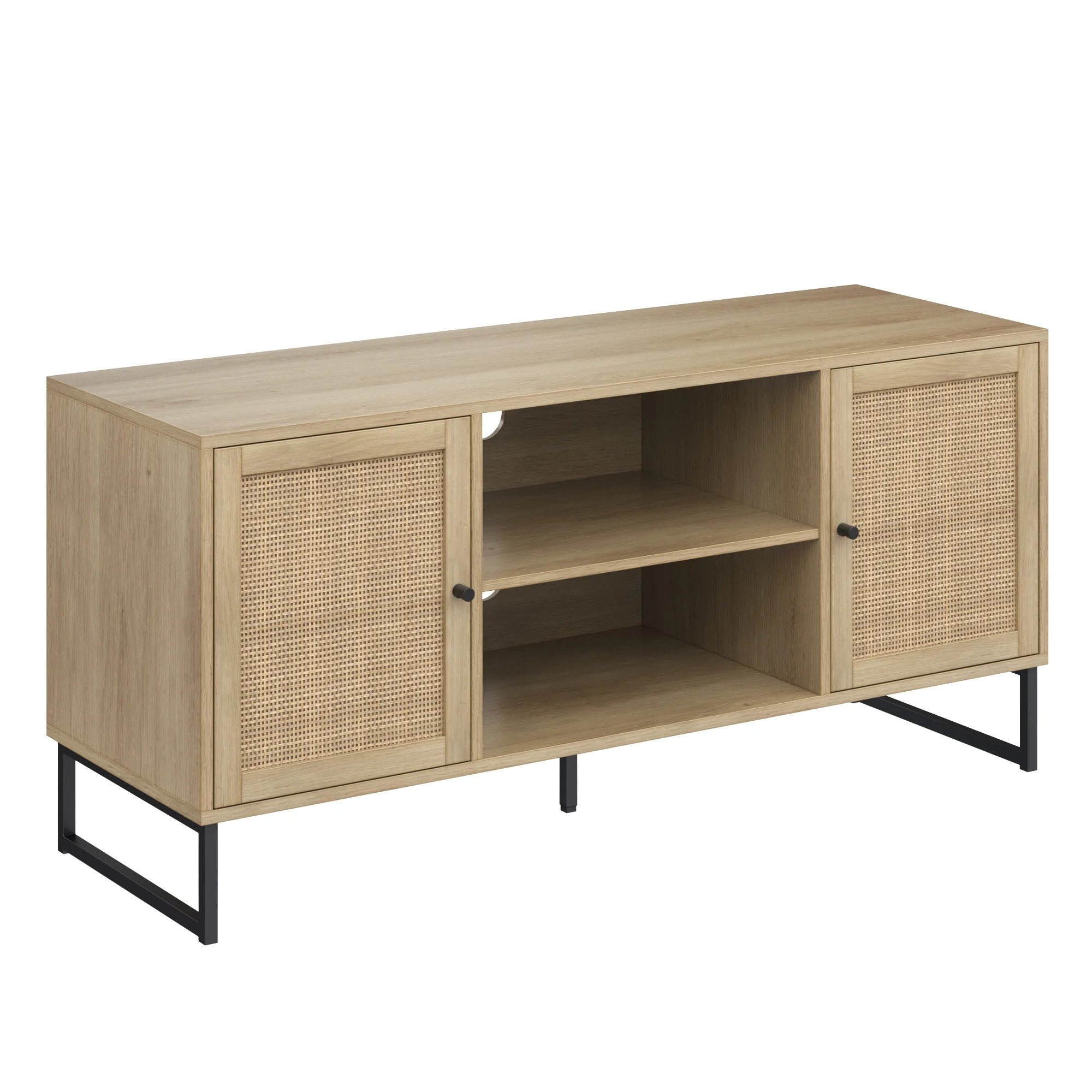 Nathan James Mina TV Stand with Doors for TVs up to 55", Oak | Walmart (US)