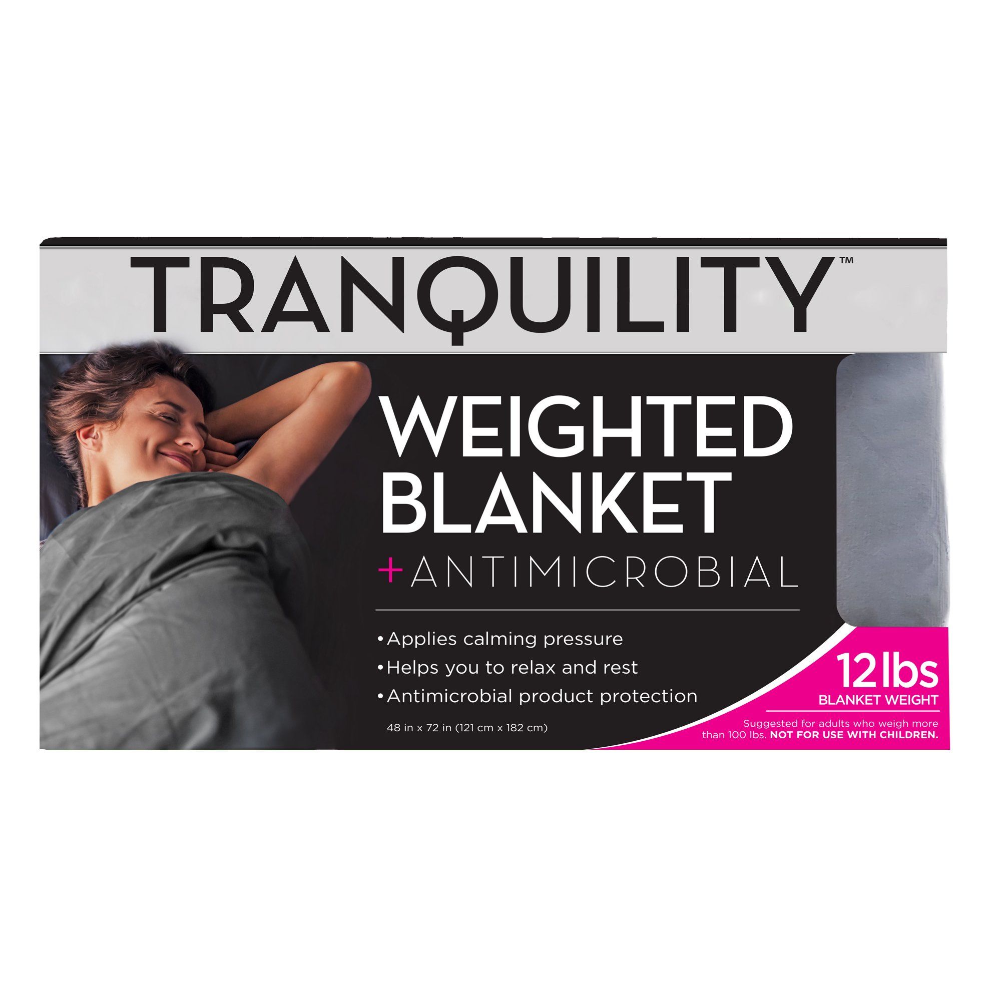Tranquility Weighted Blanket 12lb, 48" x 72", Gray | Walmart (US)