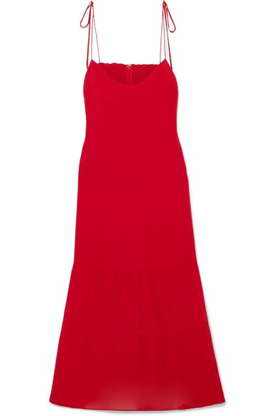Reformation
				
			
			
			
			
			
				Emmie tiered georgette midi dress
				$218.00 | NET-A-PORTER (US)