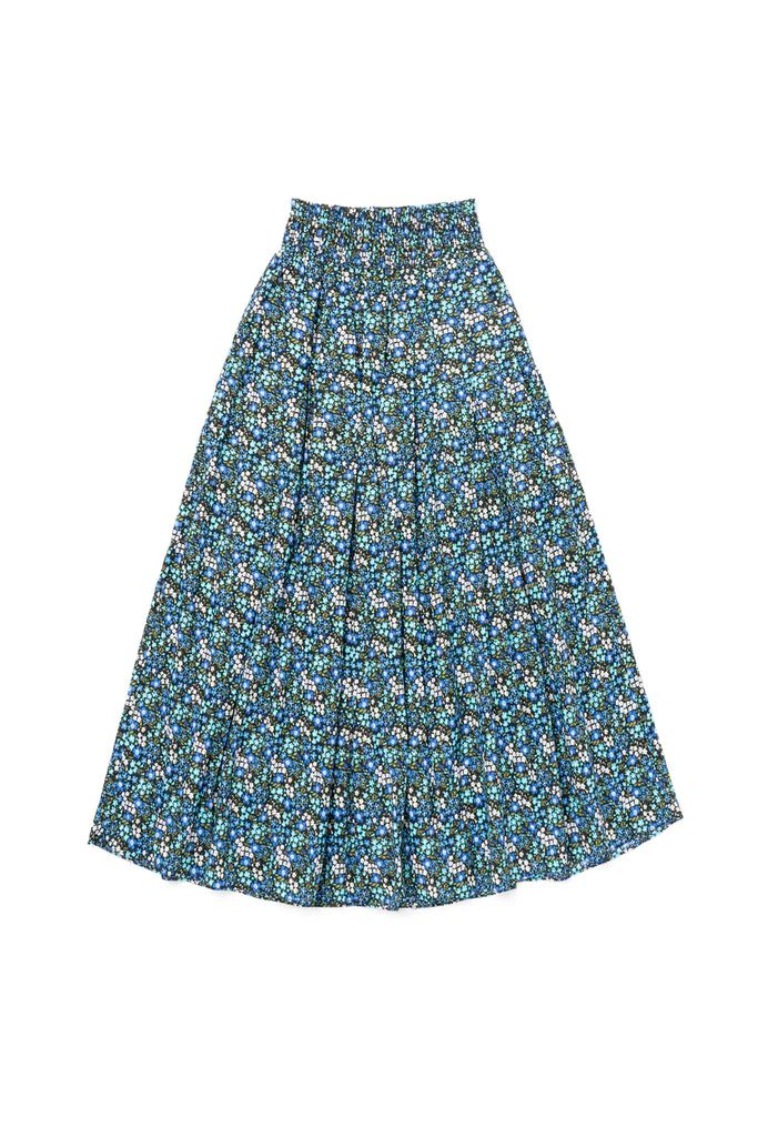 Smocked Waist MIDI Skirt - Black Micro Floral | Shop BURU
