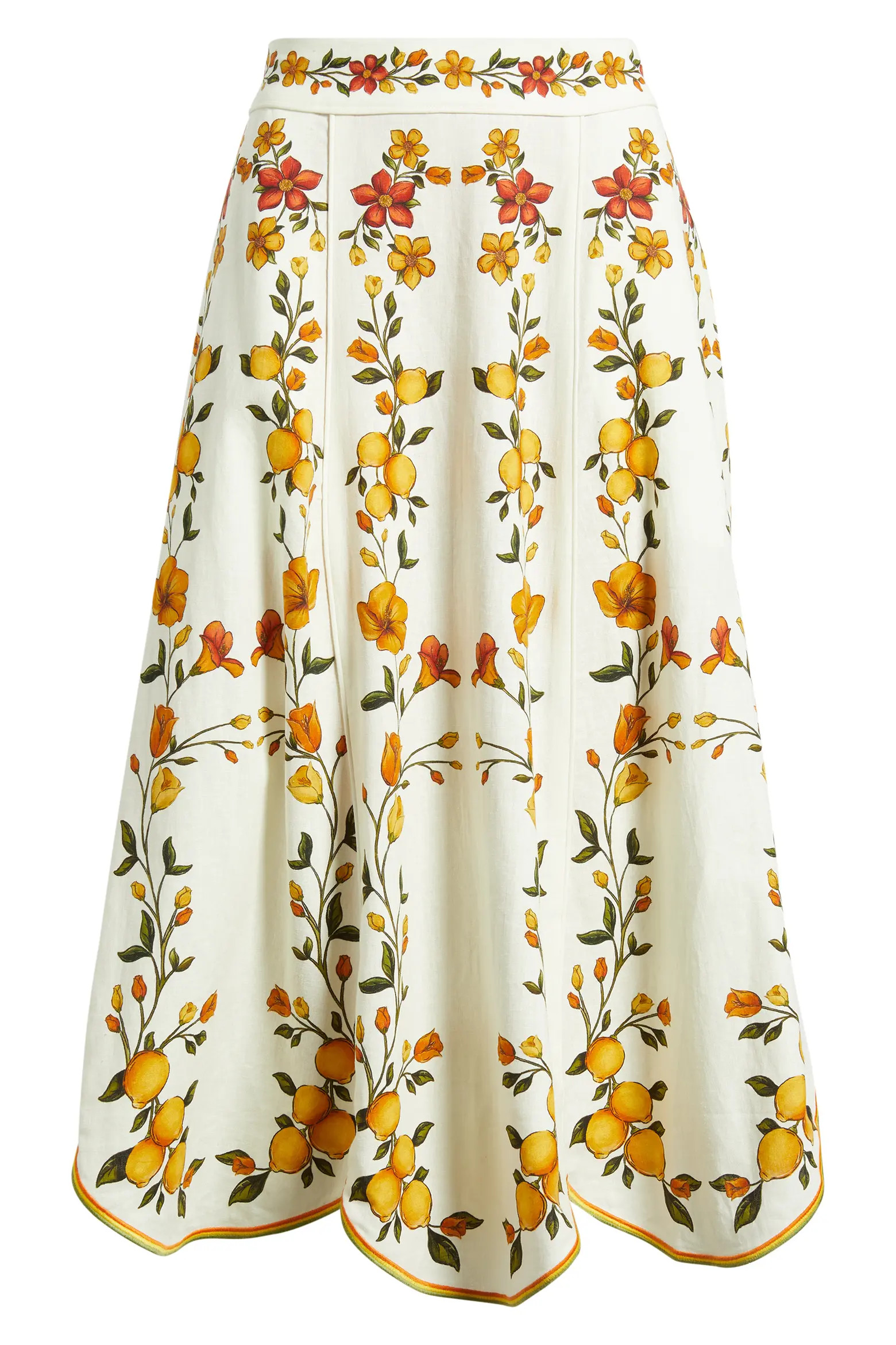 Lemon Bouquet Floral Linen Blend Midi Skirt (Women) | Nordstrom | Nordstrom