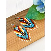 Colorful Fringe Native Style Earrings Beaded Dangle Ethnic Jewelry | Etsy (US)