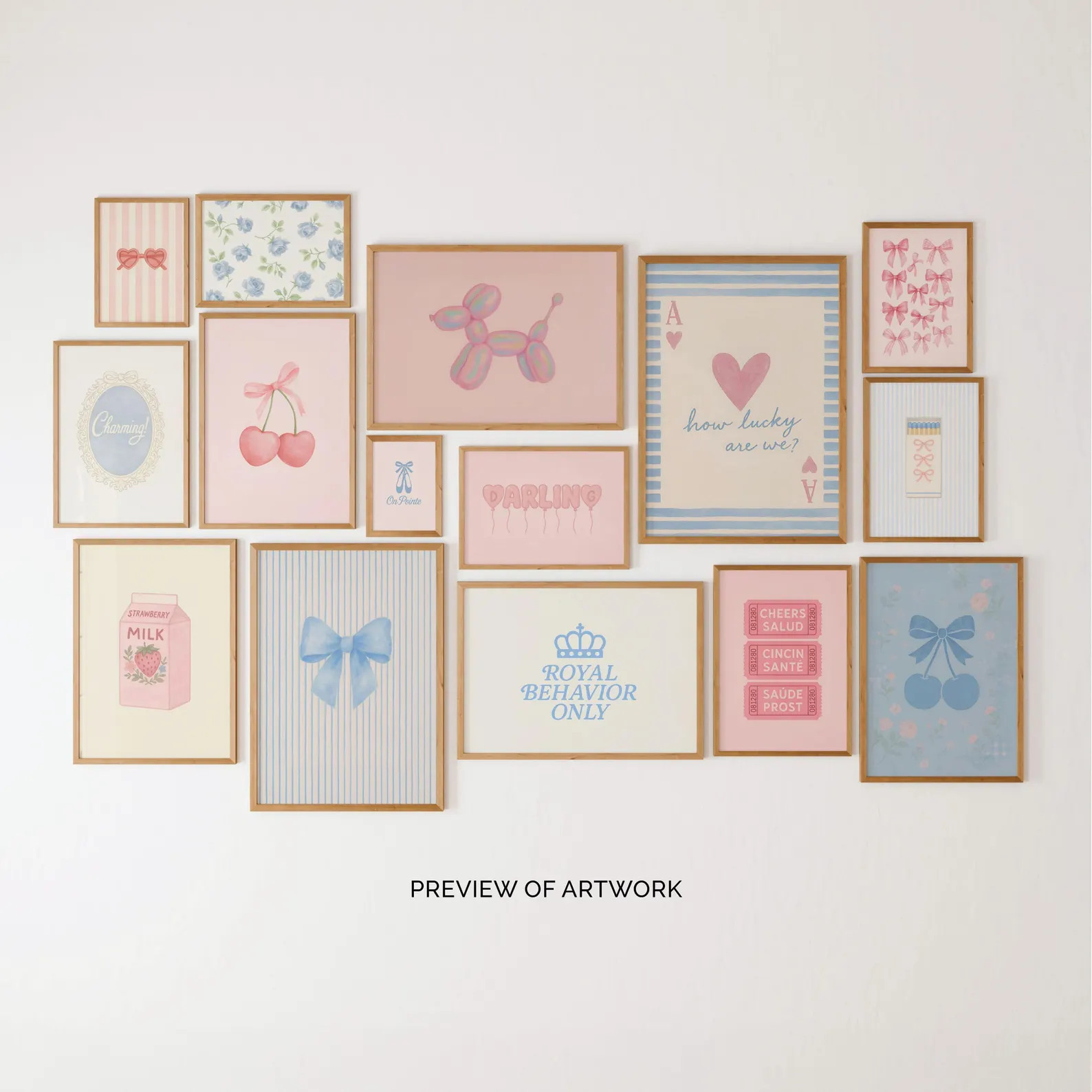 100 Pink and Blue Preppy Wall Art, Coastal Aesthetic Prints, Trendy Dorm Decor for Girls, Lucky Q... | Etsy (US)