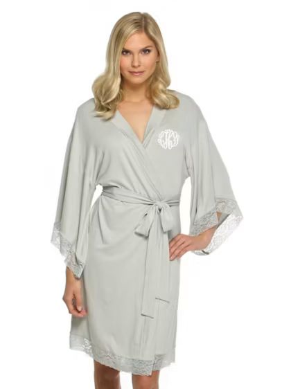 Personalized Jersey Robe with Lace | David's Bridal | Davids Bridal