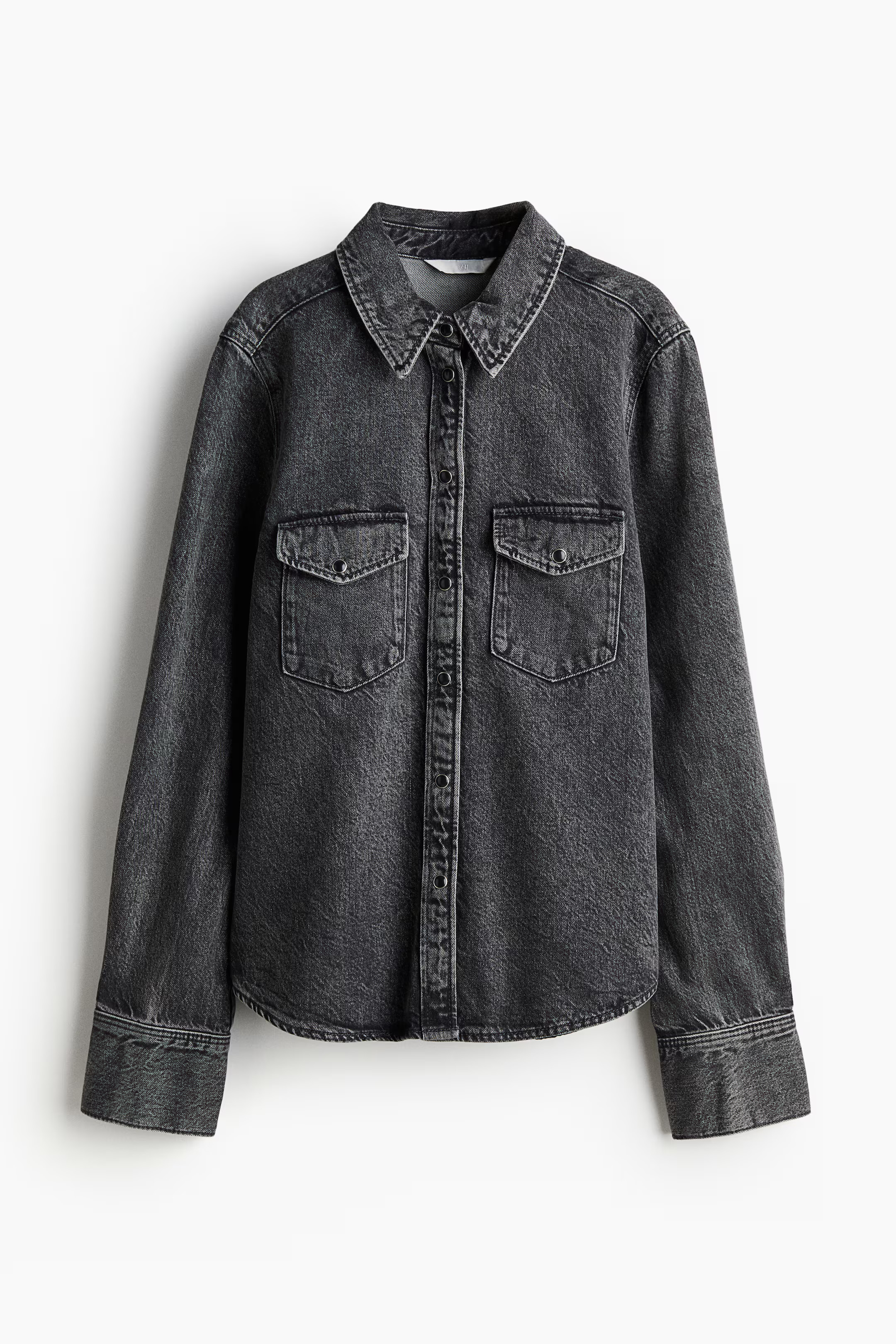Denim shirt - Dark denim grey - Ladies | H&M GB | H&M (UK, MY, IN, SG, PH, TW, HK)