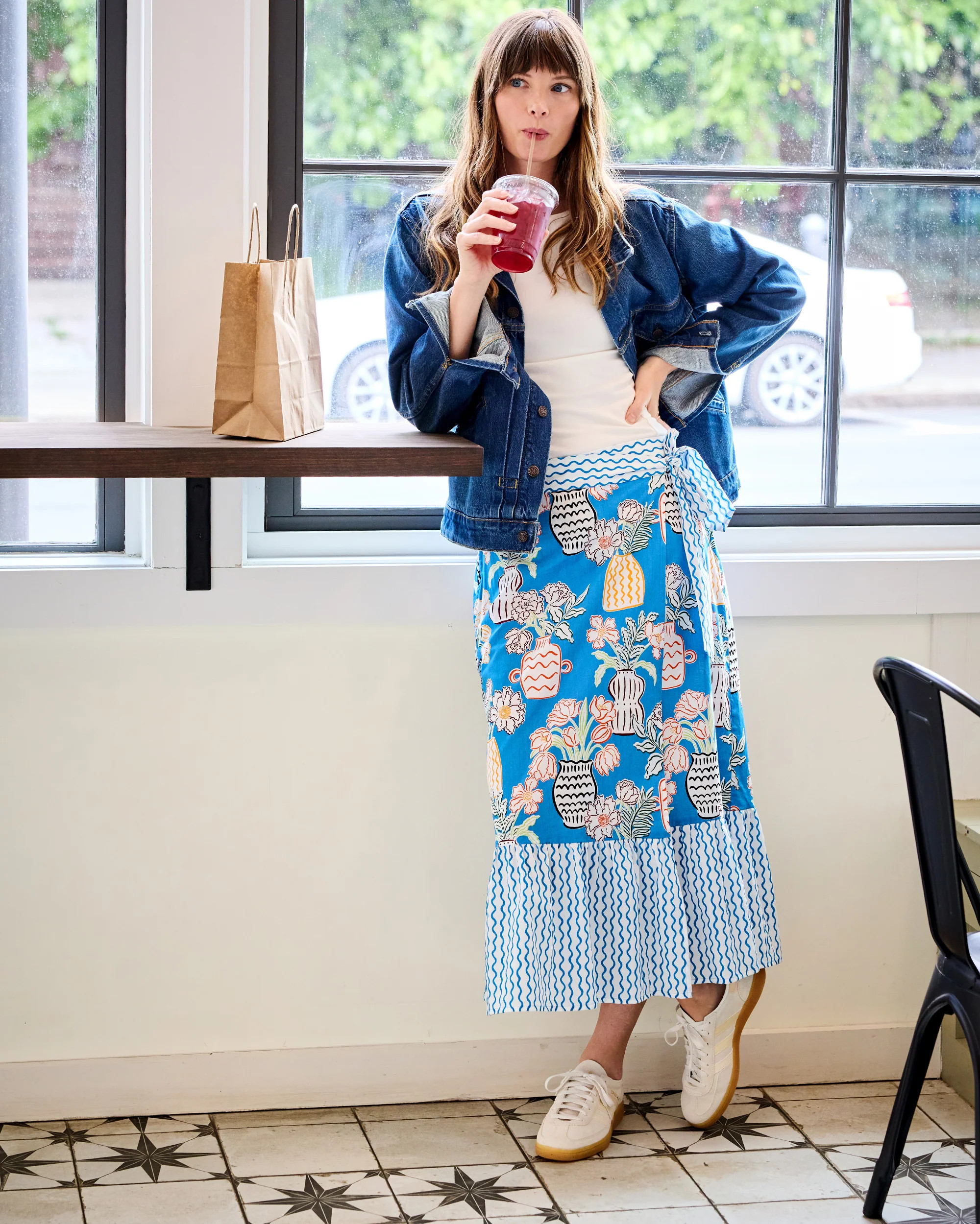 Antique Vases - Anika Skirt - Blue Sky | Printfresh