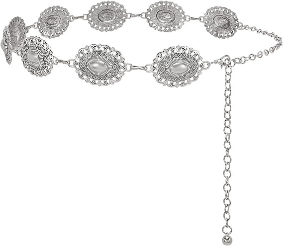 XZQTIVE Women Boho Chain Belts For Dresses Jeans Western Cowgirl Waist Links Belt Adjustable Meta... | Amazon (US)