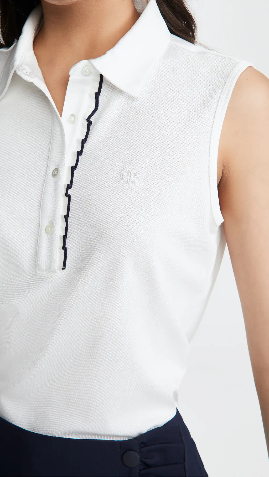 Tory Sport Tech Pique Sleeveless Ruffle Polo | Shopbop | Shopbop