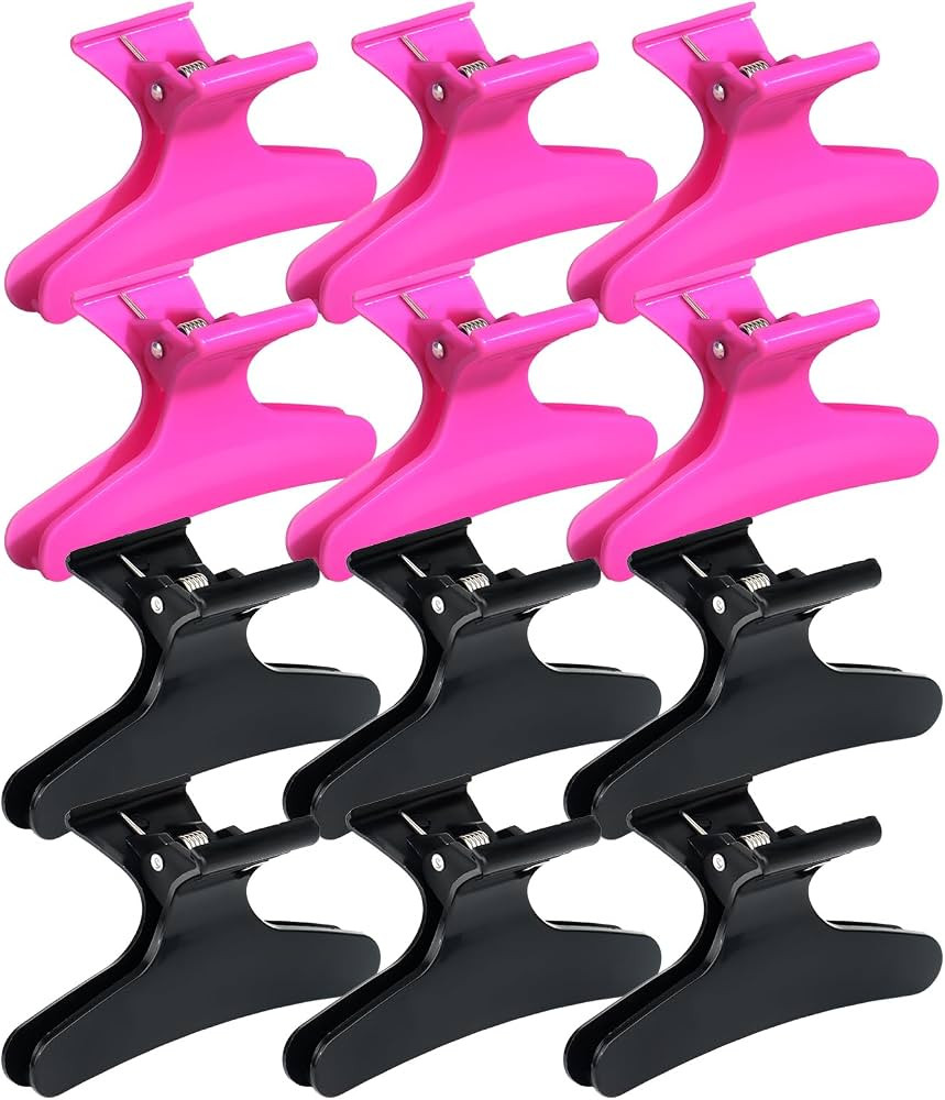 Ondder Black Hot Pink Butterfly Hair Claw Clips for Styling & Sectioning - Makeup Hair Accessorie... | Amazon (US)