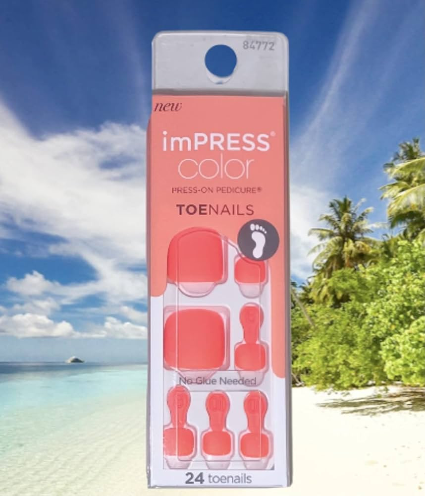 Impress Kiss ImPress Color Press-On Bright Matte Neon Orange Pedicure Toe Nails IMT502X Super Sta... | Amazon (US)