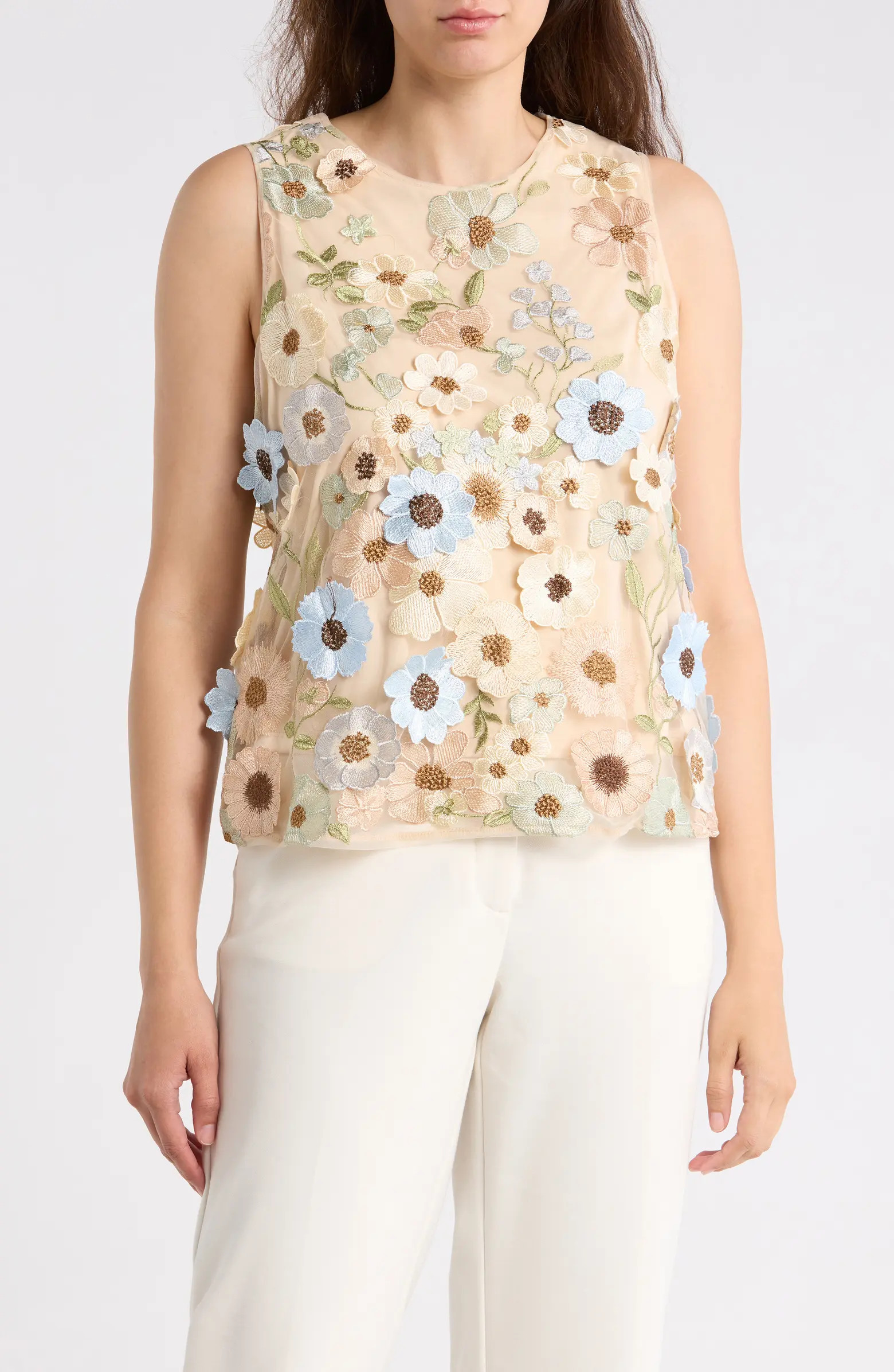 Floral Appliqué Sleeveless Shell Top | Nordstrom Rack