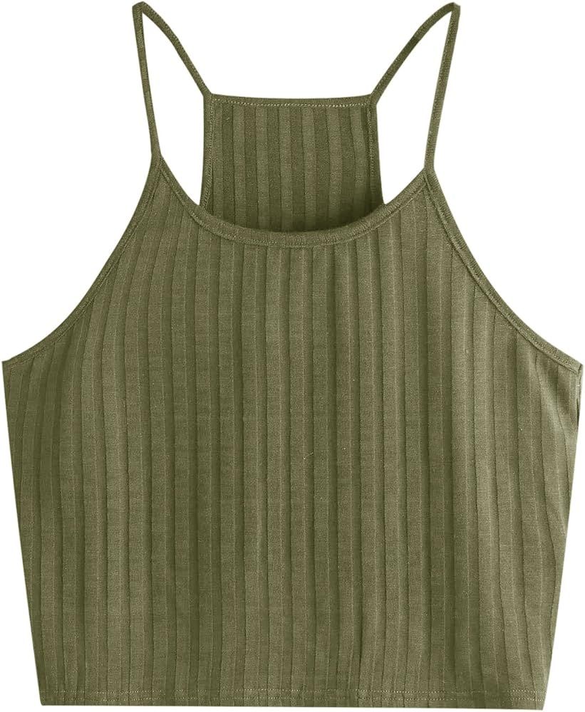 Women's Summer Basic Sexy Strappy Sleeveless Racerback Crop Top | Amazon (US)