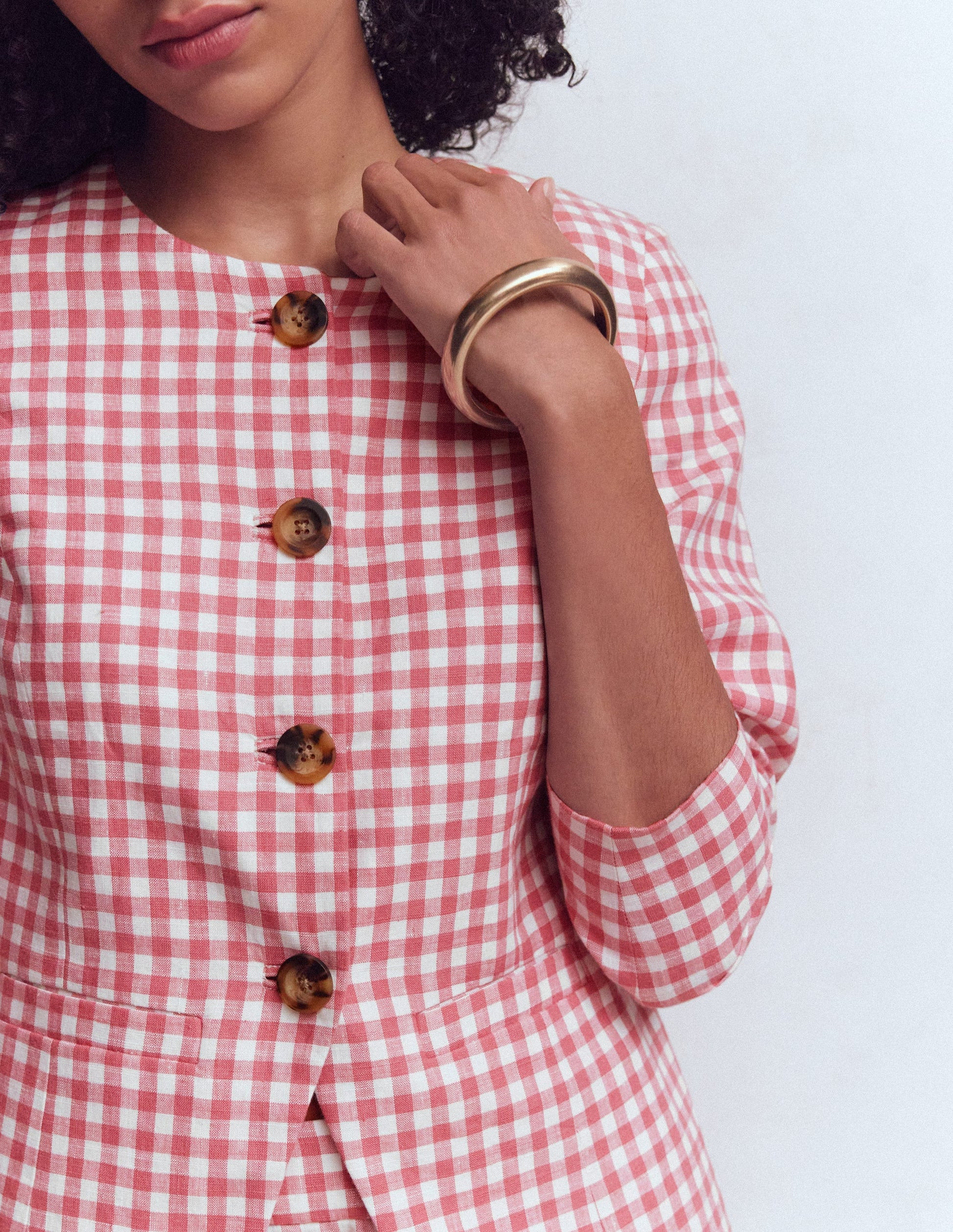Hampstead Linen Blazer-Vintage Rose Gingham | Boden UK