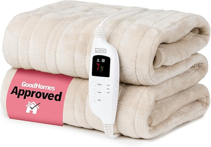 LIVIVO Electric Heated Blanket, 160x130cm – Ultra Soft Fleece Electric Over Blanket Throw with ... | Amazon (UK)