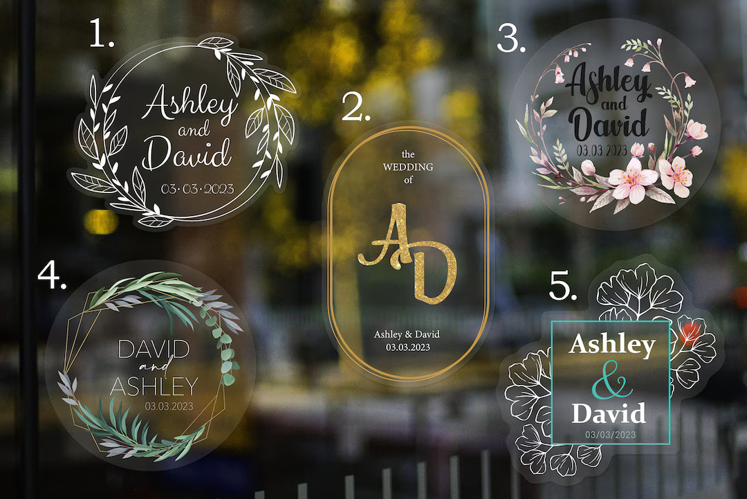 Wedding Stickers, Custom Wedding Transparent Vinyl Stickers, Personalized Clear Wedding Decals - ... | Etsy (US)