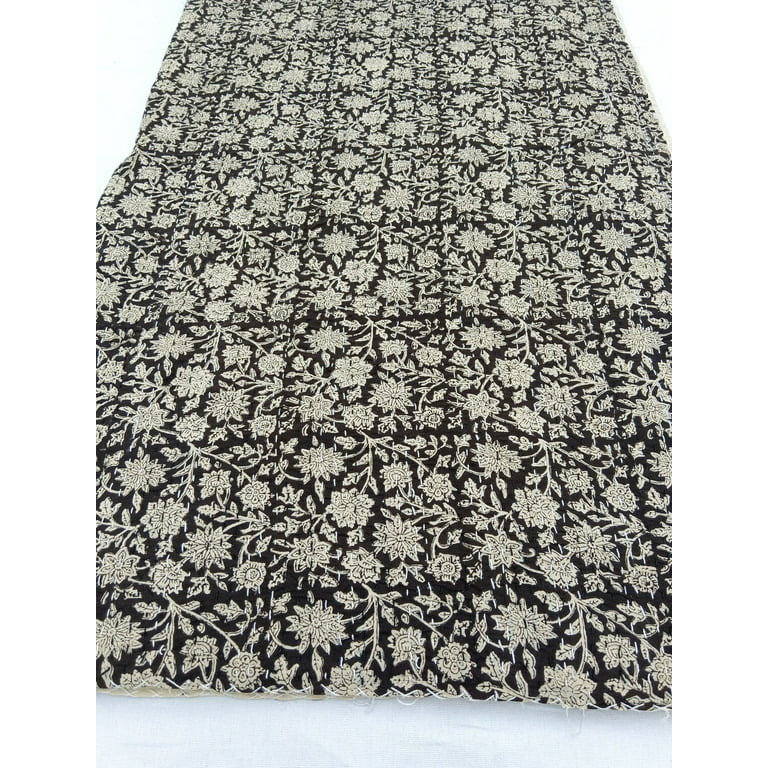 A and E Textiles House Elisa Black and White Floral Kantha Quilt Handblock Print Hand Stitched | Walmart (US)
