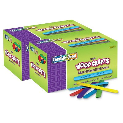 Creativity Street® Regular Craft Sticks, Bright Hues Assorted, 4-1/2" x 3/8", 1000 Per Pack, 2 Packs | Target