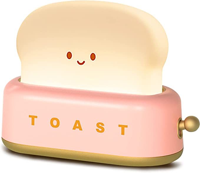 QANYI Cute Desk Decor Toaster Lamp, Kawaii LED Toast Bread Night Light Rechargeable and Portable ... | Amazon (US)