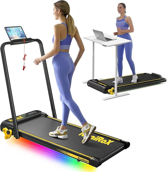 Walking Pad Treadmill With Incline and Lights, Under Desk for Home Office, 3 in 1 Portable With L... | Amazon (US)