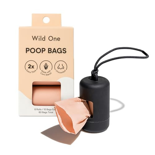 Wild One Dog Poop Bag Holder and Dispenser with Leash Attachment, Leak Proof, Easy Twist Top for Refills, Includes 1 Box Poop Bags, Black | Amazon (US)