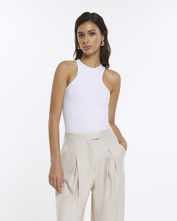 White RI Studio racer vest | River Island (UK & IE)