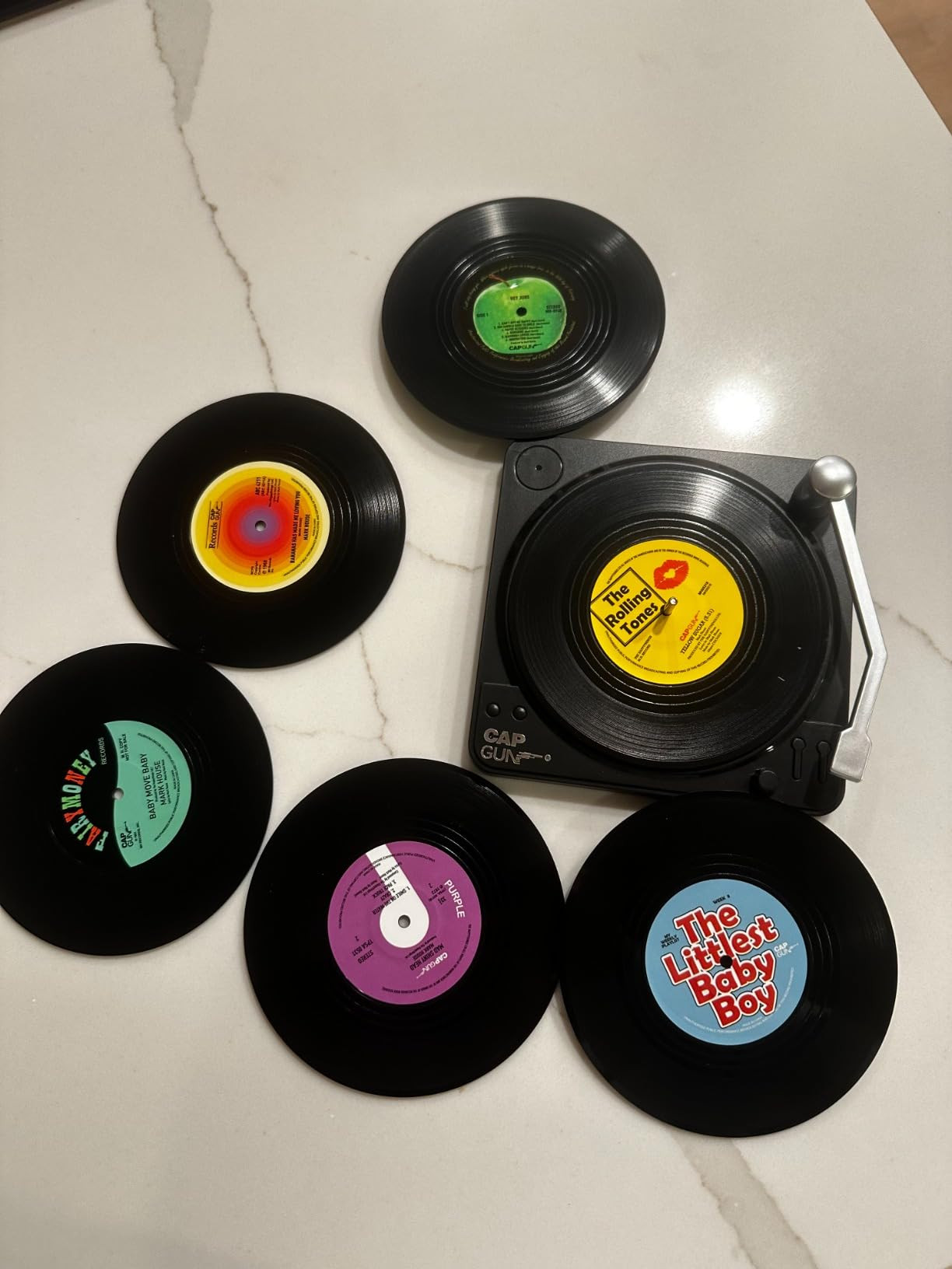 Vintage Vinyl Record Coasters - Set of 6 with Vinyl Player Holder Gift Box Retro Music Decor for ... | Amazon (US)
