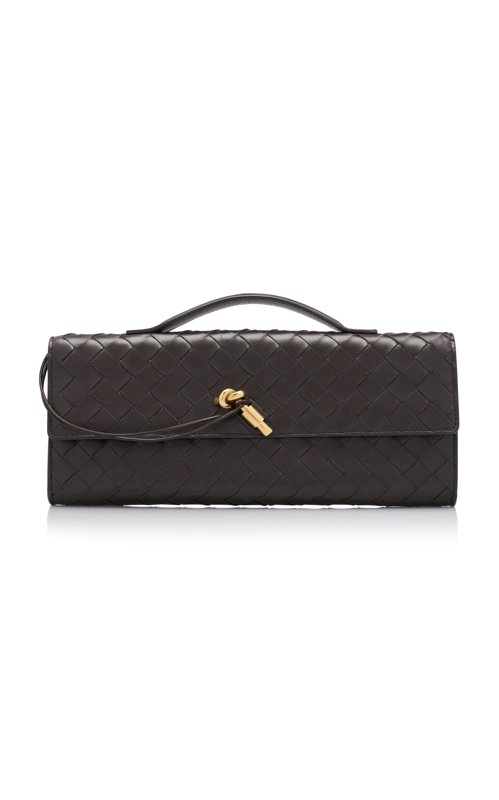 Bottega Veneta - Knot Long Intrecciato Leather Clutch - Brown - OS - Moda Operandi | Moda Operandi (Global)