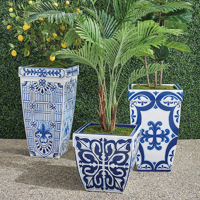 Santorini Handpainted Planters - 30" - Frontgate | Frontgate