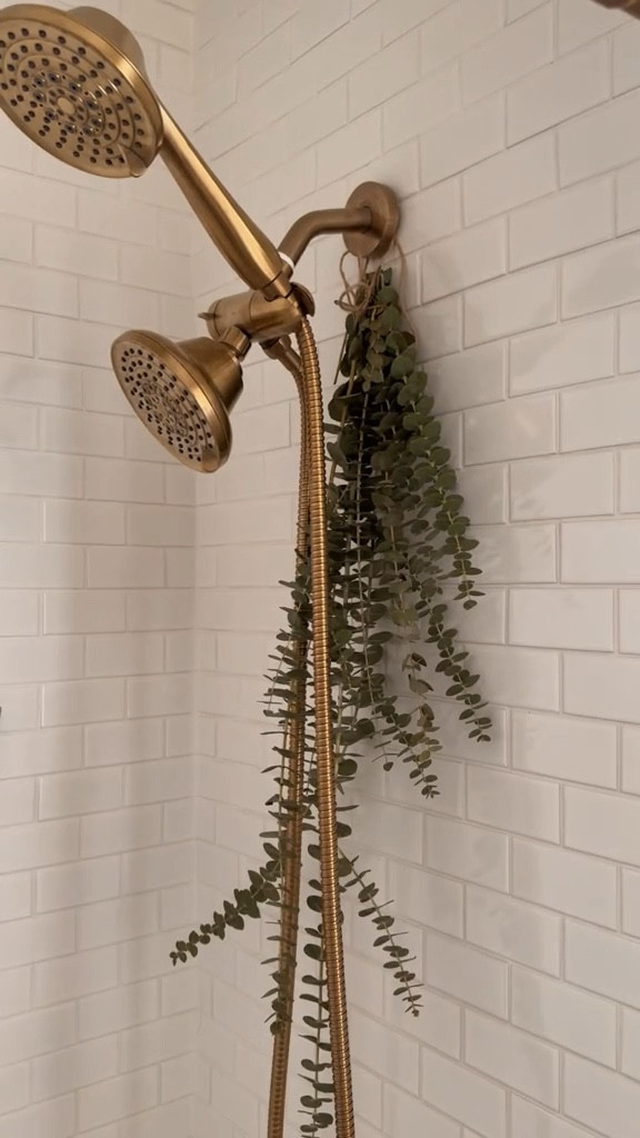 My brass shower head details! 

#shower #showerhead #bathroom #bathroomdecor 

#LTKFind #LTKhome