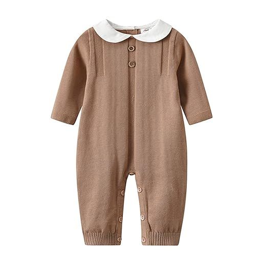 Infant Baby Boy Girl Long Sleeve Peter Pan Collar Knit Sweater Romper Outfit Clothes Twin Baby Cl... | Amazon (US)