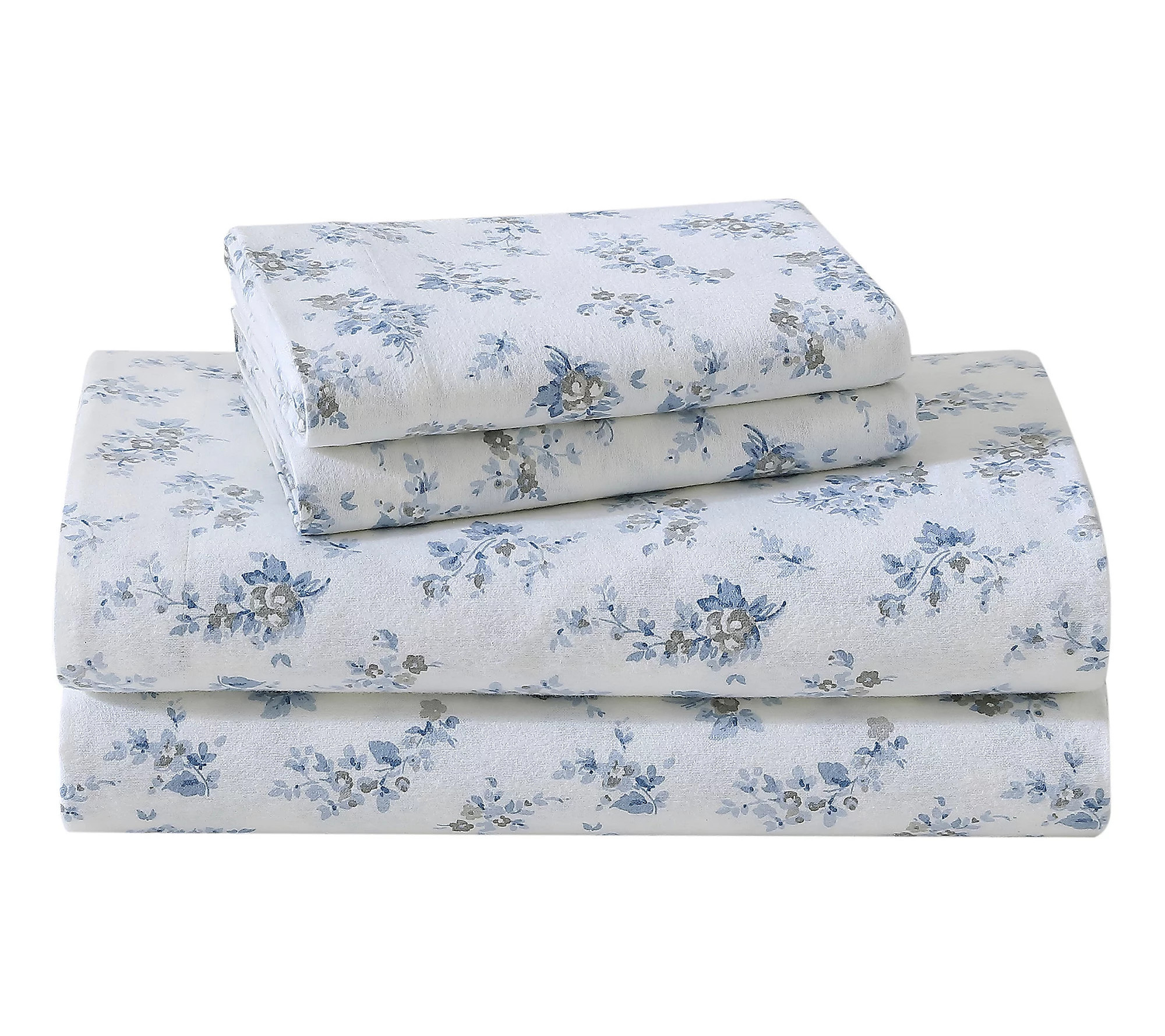 Laura Ashley Audrey Blue Queen Flannel Sheet Se t | QVC