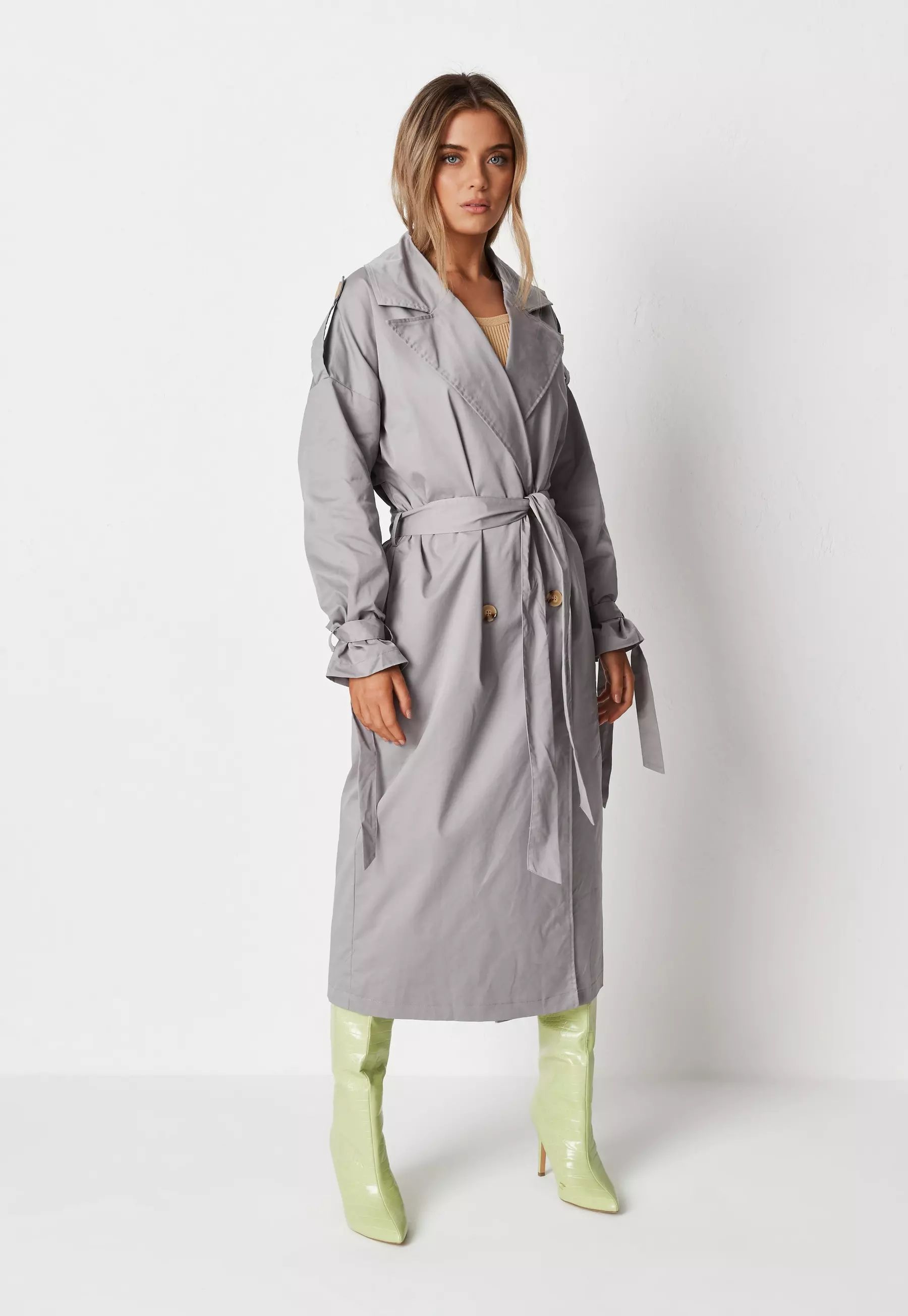 Missguided - Gray Oversized Trench Coat | Missguided (US & CA)