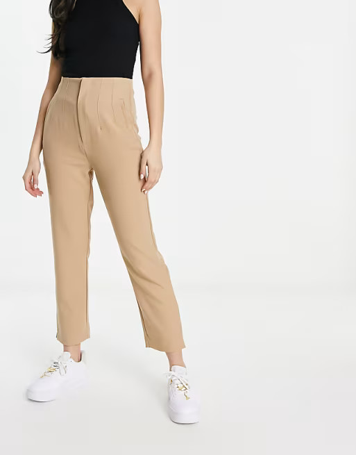 Stradivarius slim tailored pants in dark beige | ASOS (Global)