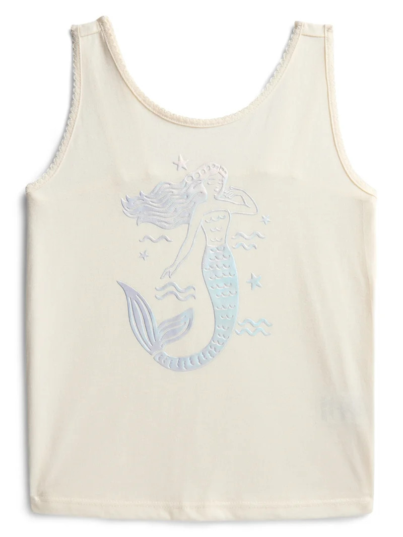 Wonder Nation Little Girls' Graphic Tank Top with Scalloped Trim, Sizes 4-10 | Walmart (US)