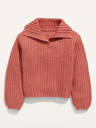 Shawl-Collar Shaker-Stitch Pullover Sweater for Toddler Girls | Old Navy (US)