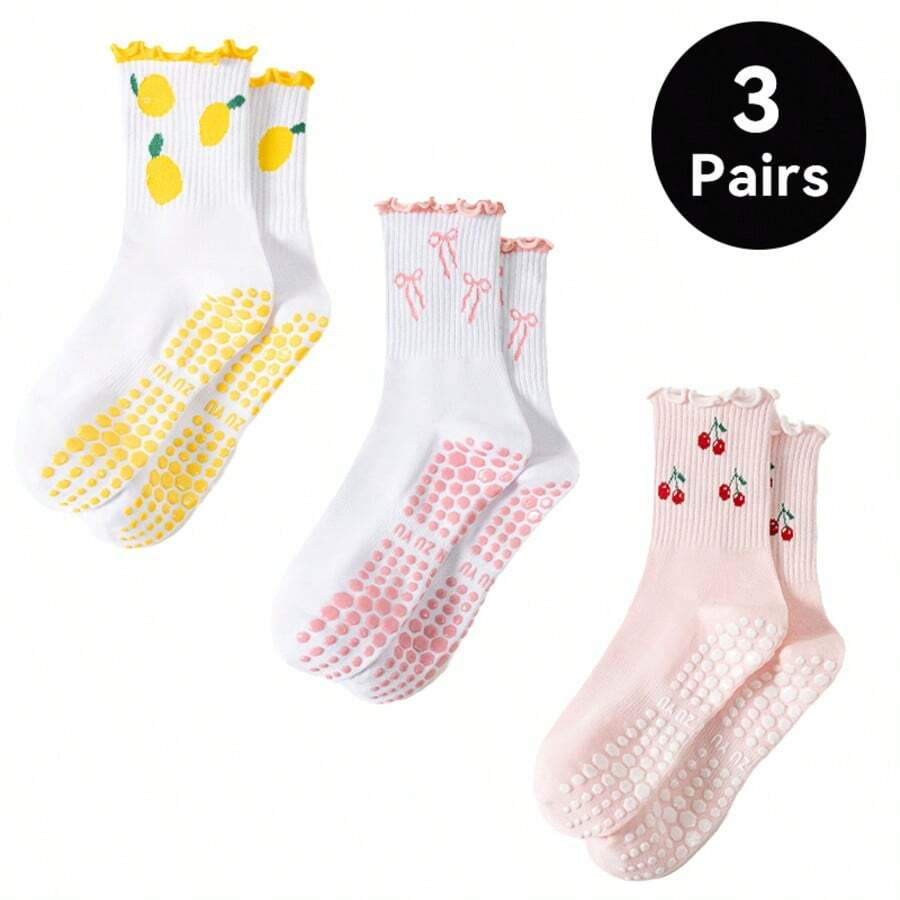 3 Pairs Of Yoga Socks With Strong Grip, Ideal For Yoga, Ballet, And Pilates Enthusiasts. , Breath... | SHEIN
