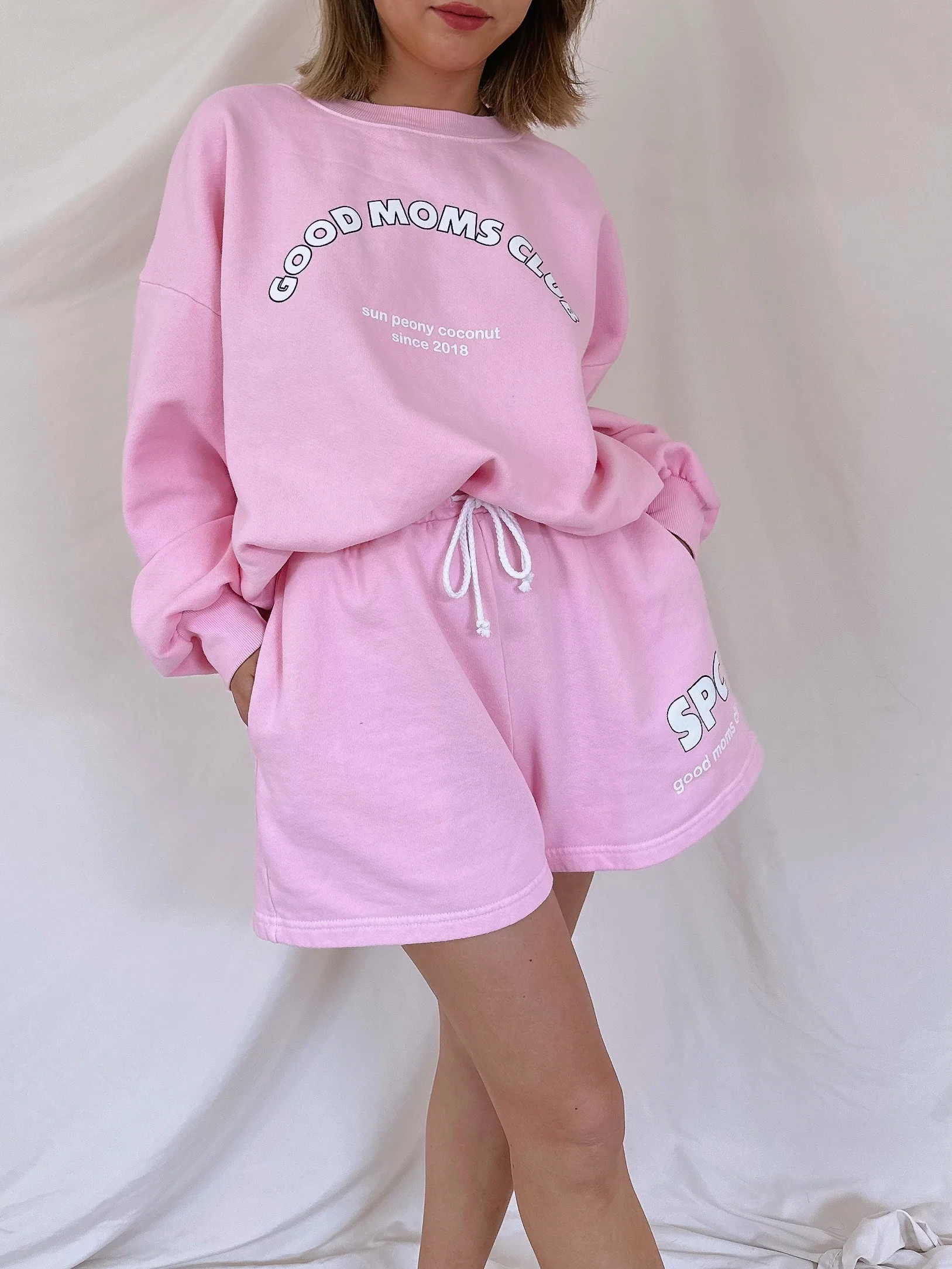 Peach Good Moms Club Sweatshirt | Sun Peony Coconut